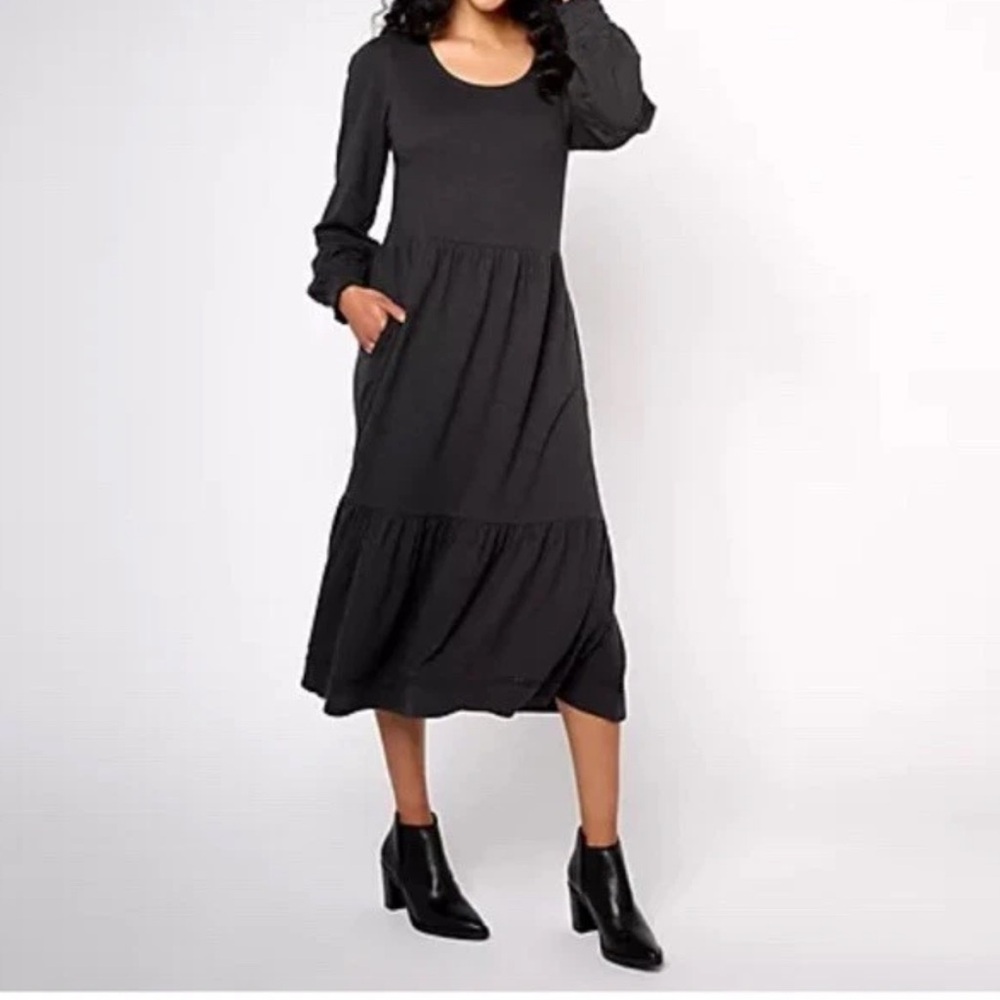 Denim Co Canyon Retreat Easy Midi Boot Dress Size XL Washed Black NWT